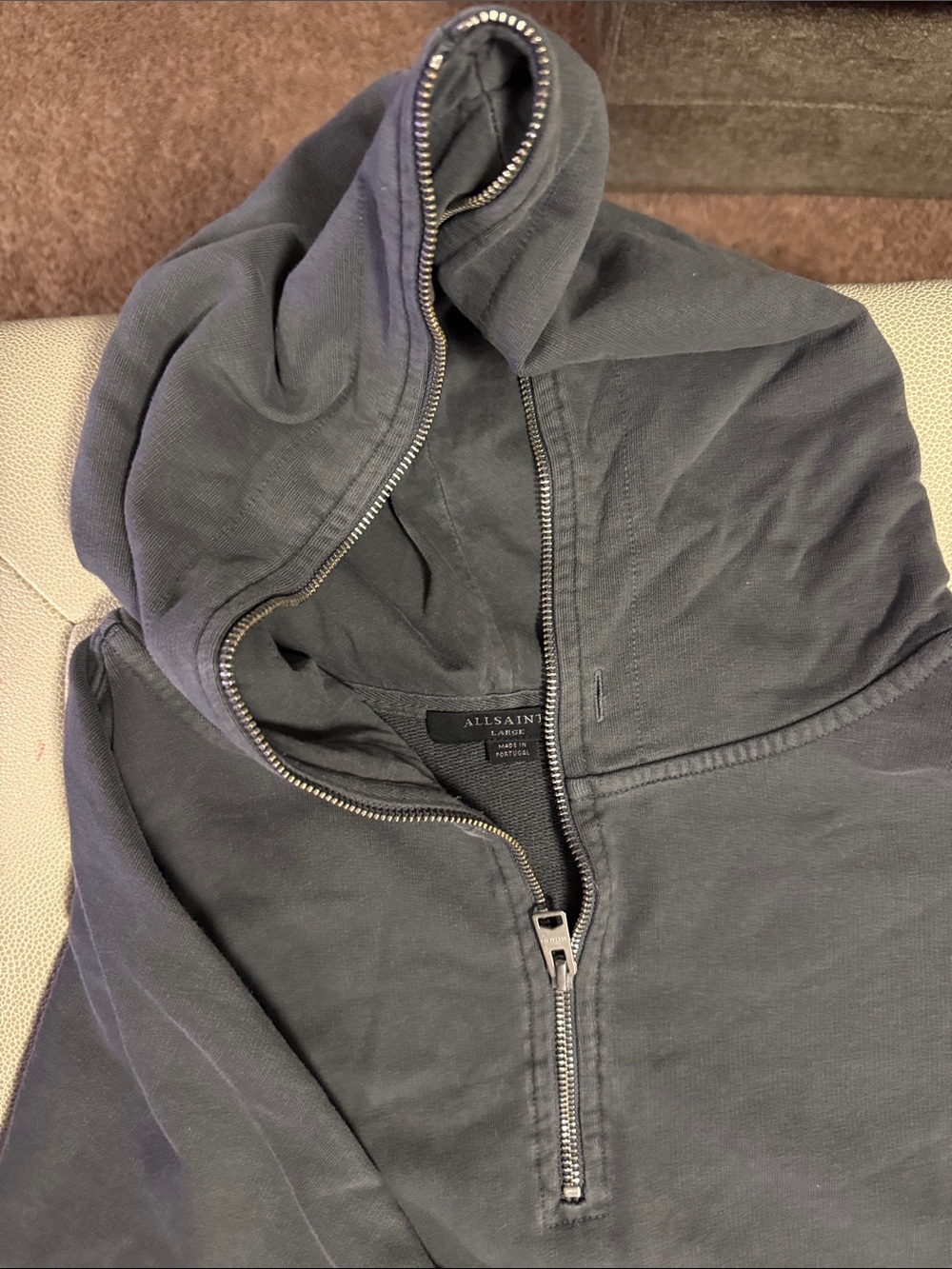 Washed Slate Blue Hooded Sweatshirt Dress - Picture 2 of 3